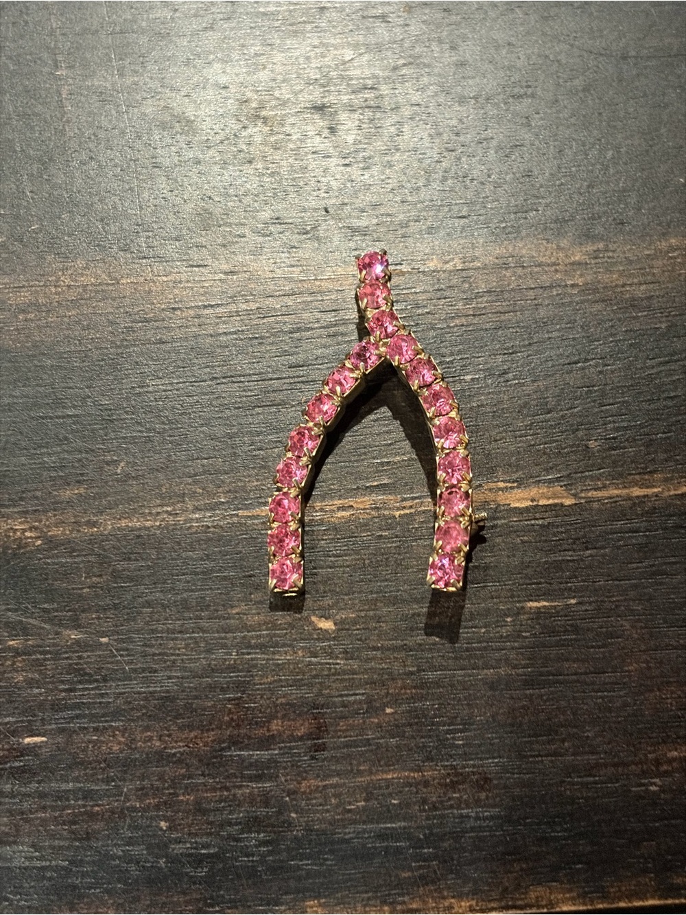 Pink Wishbone Brooch
